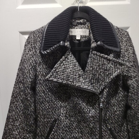 Trina Turk 'Abbey' wool blend moto coat - style like WHBM jackets - EUC - size 6 - Picture 3 of 9